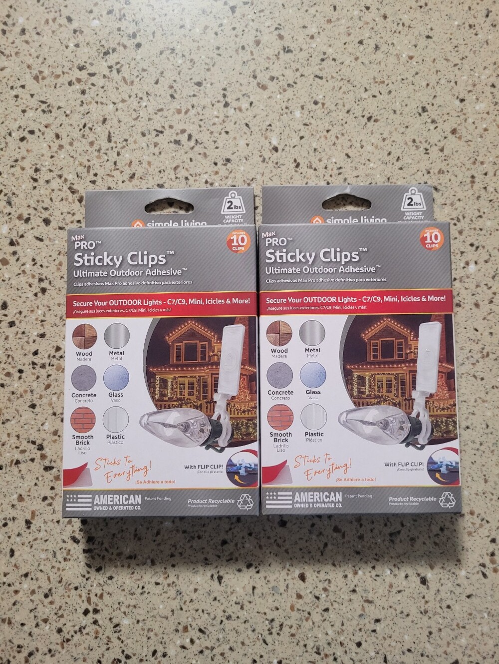 2 Simple Living 10 Ct Max PRO Ultimate Outdoor Adhesive Sticky Clamp Light Clips